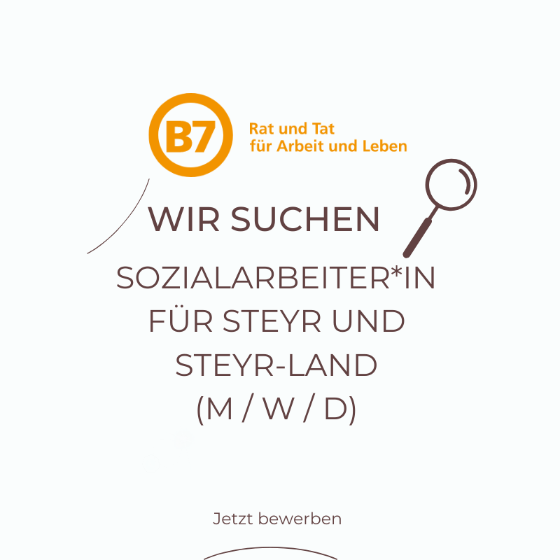 Stellenausschreibung: SozialarbeiterIn für Steyr und Steyr-Land